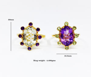 Sterling Silver 925 Gold Plated Cocktail Big Supplier Wholesaler Custom Handmade <b>Cheap</b> Unisex Multi Color Big Oval Gemstone <b>Ring</b> - Product Image 2