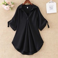 Blus Rajut Gaya Formal Wanita Musim Panas yang Trendi, Bahan Dobby Corduroy Terry Wol Mesh dengan Detail Kancing, Ramah Lingkungan, Cepat Kering