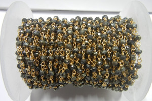 Chapelet en pierres précieuses Onyx noir, chaîne ornée de fil, Style chapelet - Product Image 3