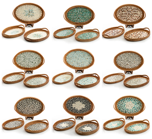 ถาดหวายตกแต่งลายมุกสุดฮิตสำหรับบ้านและโรงแรม ถาดเสิร์ฟหวายรูปวงรี - Product Image 5