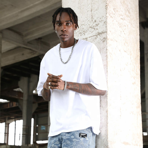 Camisetas personalizadas de gran tamaño con hombros caídos para hombre, ropa de calle, camisetas holgadas en blanco lisas, camisetas informales Unisex de talla grande - Product Image 3