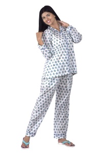 Conjunto de pijama de talla grande con estampado de algodón hecho a mano, ropa de dormir de verano floral, vestido para mujer para uso doméstico en Hotel para otoño ODM - Product Image 3