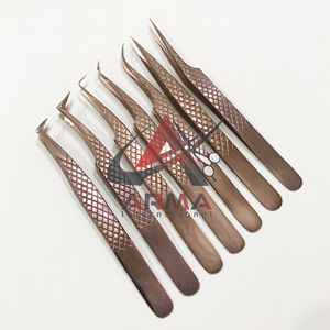 Ensemble de pinces à cils professionnelles en acier inoxydable plaqué or, solides, durables, avec pointe en diamant, pour extensions de cils - Product Image 5