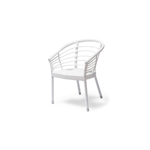 Silla de Comedor de Mimbre Sintético PE Blanco para Exteriores, Silla Moderna de Ratán para Patio, Muebles de Jardín, Silla Tipo Tubo para Cafetería o Bistro - Product Image 6