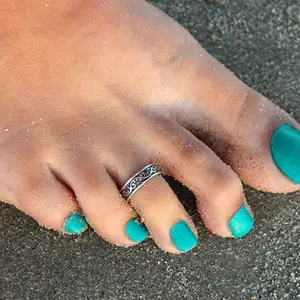 Anel de dedo do pé vintage, joias de pé de praia, anéis de prata, sandálias totem, espiral aberto, anéis de dedo do pé de verão