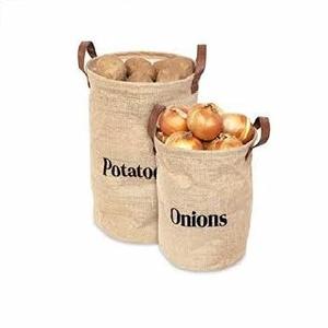 Sac de jute végétale en toile de jute naturelle faite à la main bonne conception pour l'oignon et la pomme de terre Style pliant écologique - Product Image 2