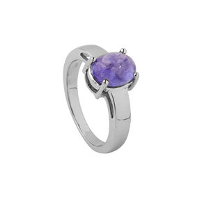 Anillo clásico de solitario de tanzanita, Plata de Ley chapada en rodio, joyería fina redimensionable para fiesta de aniversario de compromiso - Product Image 1
