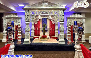 Mariage hindou Piliers Romains Mandap Décoration Mariage De Rêve Blanc Thème Romain Mandap De Mariage Élégant Événement Blanc Romain Mandap - Product Image 4