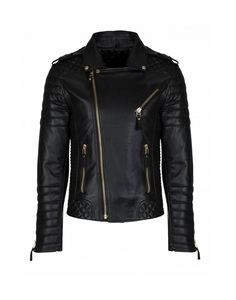 Veste de motard unisexe, en cuir de renard, noir, de qualité supérieure, fermeture éclair, disponible en toutes les couleurs de cuir, 100% - Product Image 1
