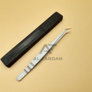 Pinzas para pestañas de bota delgada de 45 grados, nueva impresión DIY, Etiqueta Privada, extensión de pestañas de acero inoxidable sólido con chorro de arena puntiaguda - Product Image 1