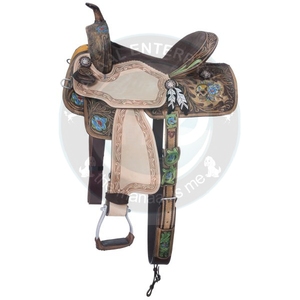 Ensemble de selle anglaise en cuir véritable de qualité supérieure pour Barrel Racing Western Horse Tack Plusieurs tailles 14 '-18' Différentes couleurs disponibles - Product Image 1