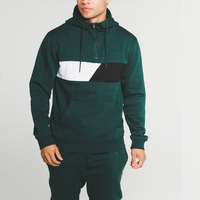 Hoodie Pria Berkualitas Tinggi Model Chevron Cut Sew Warna Khaki/Hitam Desain Blok Warna Multi-Warna Kaos Leher Tinggi Pakaian Fleece Musim Dingin