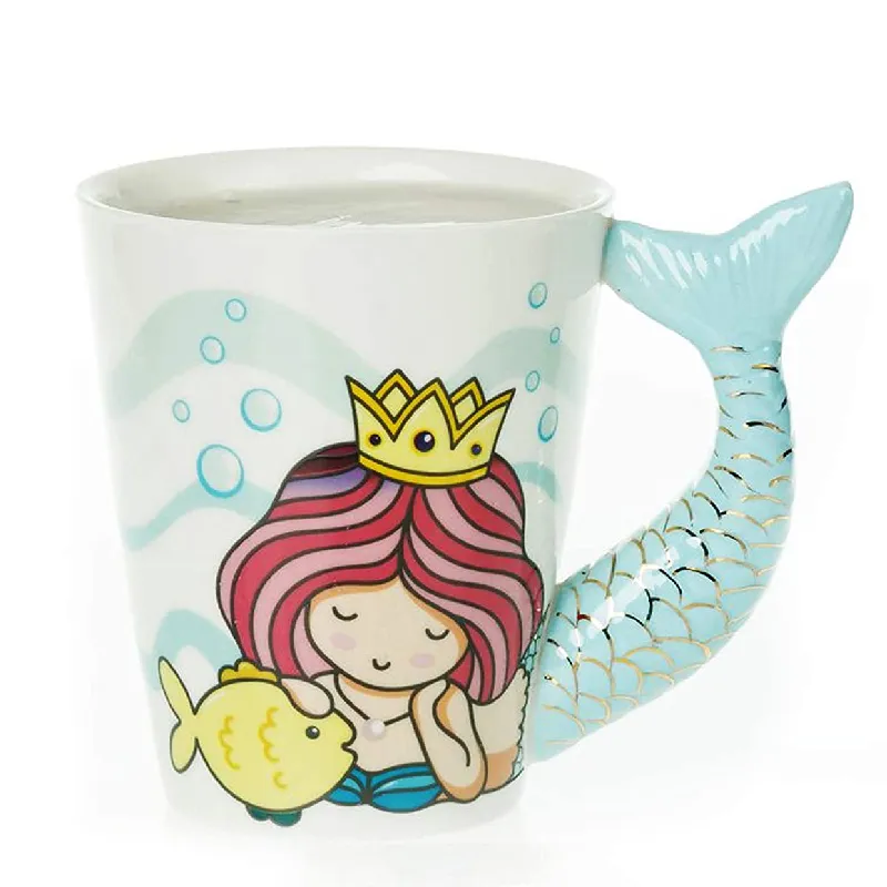 Elegante heiße Verkauf 3D Meerjungfrau Design Keramik Kaffeetasse Milch Tasse