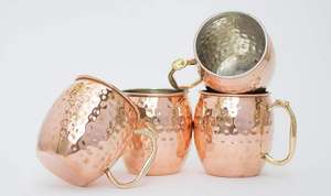 Taza de mula de Moscú de cobre sólido con acabado martillado de alta calidad con mango de latón y Juego de vasos de paja para Bar de Hotel taza para beber - Product Image 4