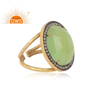 925สเตอร์ลิงเงินธรรมชาติ Prehnite Chalcedony และ CZ พลอยคำสั่งแหวนสำหรับผู้หญิงเครื่องประดับผู้ผลิต - Product Image 3