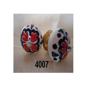 Perillas de puerta de armario de cerámica pintadas a mano de la mejor calidad, diseño de cajón, perilla de puerta de cerámica de arte indio con diseño de flores - Product Image 1