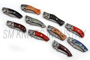 Navaja plegable de Damasco hecha a mano con Funda de cuero, lote de 10 unidades, smk1278 - Product Image 4