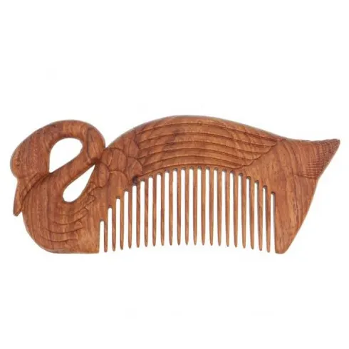 Wooden Swan Seamless Hair Comb
