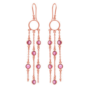 Boucles d'oreilles chandelier en tourmaline rose véritable. Fil d'oreille en argent sterling 925 plaqué or fait à la main Bijoux fins - Product Image 3