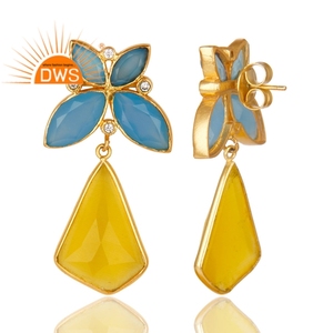 Yellow <b>Moonstone</b> Dangle Earrings Jewelry Supplier Handmade 14k Gold Plated Brass Fashion Girls Earrings Classic Collection - Product Image 3