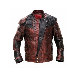 แจ็คเก็ตหนังสีแดงเลือดหมูแบบมีซิปสำหรับผู้ชาย รุ่นใหม่สั่งทำพิเศษ แฟชั่นแจ็คเก็ตหนังสไตล์ไบค์เกอร์สำหรับผู้ชาย - Product Image 1