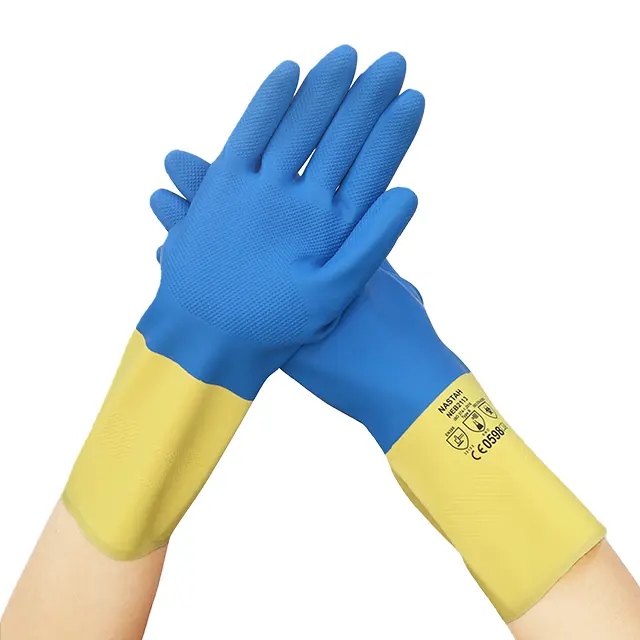 Dicke, starke Neopren-gemischte Naturkautschuk-Latex handschuhe für den Umgang mit starken industriellen chemischen Waschmitteln mit kritischen Abfällen