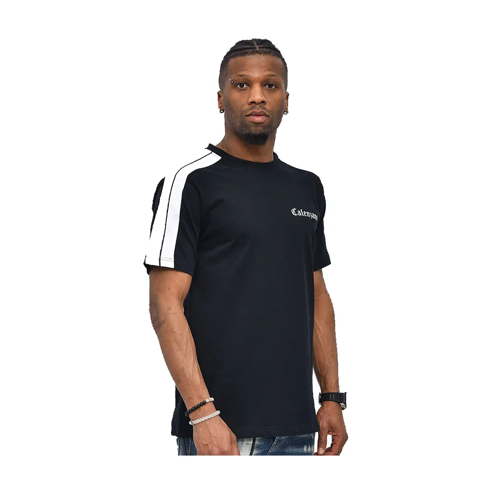 Black White Stripe Fit Zero Neck Tshirt