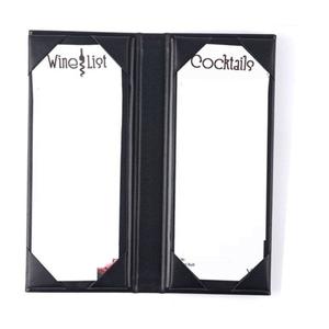 Logo personnalisé de luxe en cuir véritable hôtel Restaurant Bar couverture de Menu de couleur noire - Product Image 1