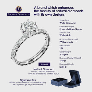 MEILLEUR MODE JWELERY Bague Solitaire Diamant Original Avec Pureté Métallique En Or Blanc 10K Pour Les Femmes Fine Jewelry Rikhava Diamonds avec le meilleur prix et qualité de - Product Image 3