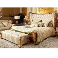 Lit moderne en teck taille king avec tables de chevet, meubles de chambre confortables, ensemble de chambre de luxe