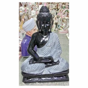 Statues de Bouddha en marbre noir - Product Image 1