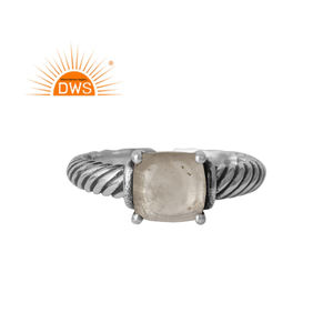 Prong Set Crystal Quartz Ring Handmade Vintage Style Sterling Silver Adjustable Band Ring Jewelry Manufacturer - Product Image 1