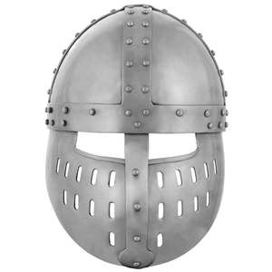 Crusader หมวกกันน็อค Spangenhelm,หมวกกันน็อคเกราะป้องกันใบหน้าหมวกกันน็อคชัยชนะยุคกลางอัศวินยุคกลางสีเงิน - Product Image 4