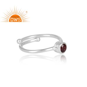 Fait à la main Ronde Coupe Naturel Anneau de Pierres Précieuses de Grenat Bijoux Indien Argent Bijoux Grossiste - Product Image 3