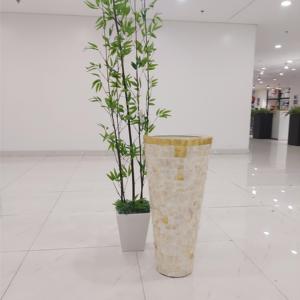 Mosaico M.O.P blanco natural en forma de barco jarrón/maceta decoración del hogar DIA 44xH90cm hecho en Vietnam por Huong Dang Mother Pearl Shell - Product Image 4