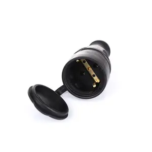 Best Seller-16A 250V rubber black German Schuko Type electric power inlet female plug socket