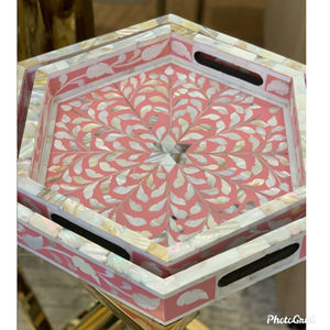 Plateau de service artisanal en bois 100% naturel, design animal unique, haute qualité, véritable nacre polie, articles de cuisine Eid - Product Image 1