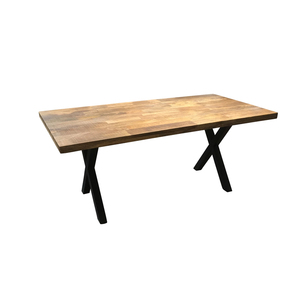 Table à manger moderne industrielle avec pieds en X Table à manger en bois de manguier Meubles de style loft faits à la main d'Inde - Product Image 1