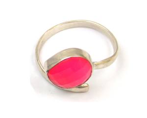 แหวนแต่งงานสไตล์โบฮีเมียนสีชมพูยอดนิยมแหวนเงินปรับได้ทำด้วยมือพลอยธรรมชาติ - Product Image 4