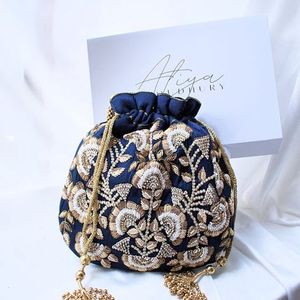 NEW--LATSET & BEAUTIFUL--POTLI-BAG WITH ZARDOZI EMBROIDERY--WORK ON--BAGS FOR PARTY & <b>WEDDING</b> @ 2021 - Product Image 1