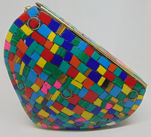 Envelope Box luxury designer assorted designs & colors Multi Mosaic Stone Custom Color Fashion Acrylic Clutch <b>Pink</b> <b>Purse</b> - Product Image 3