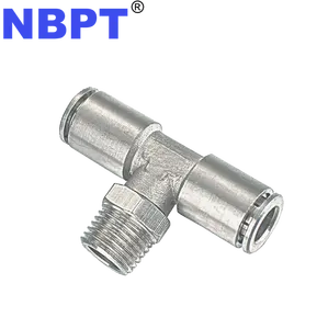 Brass Branch T shape One Touch push to connect Pneumatic Push-In Air Fittings Full Brass Fitting, by NBPT