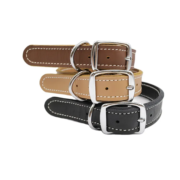 Luxury Adjustable Comfortable Large dog collar leather