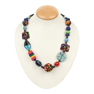 Hecho a mano de alta calidad de la cáscara colorida y cuentas collar de joyas con envuelto en tela declaración collar accesorios de la India - Product Image 6