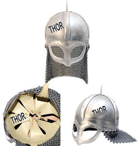Casco Medieval Chainmail Armor Silver Pulido 18ga Sombrero de acero Casco Medieval y de recreación - Product Image 1