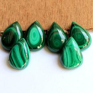 Malachite calibré forme de poire plaine cabochon de pierres précieuses en vrac faisant des bijoux bague/bracelet/pendentif à vendre en gros naturel - Product Image 4