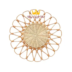 Blumen förmige gewebte Tischset Rattan Esstisch matten Natural Wicker Tisch Tischset Geflochtene Ladesc halen Versand nach Amazon