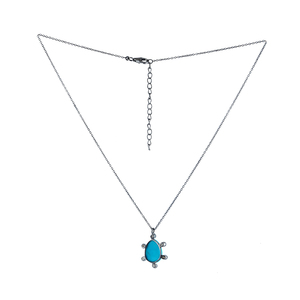 Collier pendentif en argent 925 oxydé avec diamant naturel serti clos et pierre précieuse turquoise, bijoux fins en gros - Product Image 3