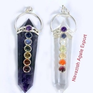 จี้รูปจักระแบบสองจุดอเมทิสต์,จี้สำหรับเป็นของขวัญซื้อจาก Navazish Agate ส่งออก - Product Image 2