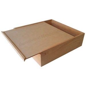 Wooden Handcrafted Partition Box with Sliding Lid Pine Wood Partition Box